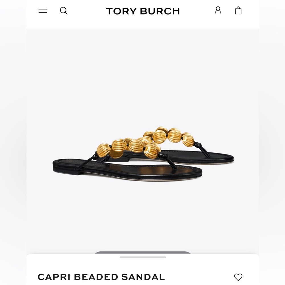 Tory Burch Capri Beaded Black Sandals with Gold Accents - Picture 7 of 7